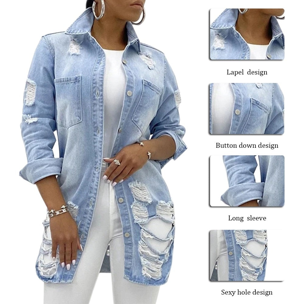 Drune | Zerrissene Jeansjacke für Frauen - Stylisch und Lässig