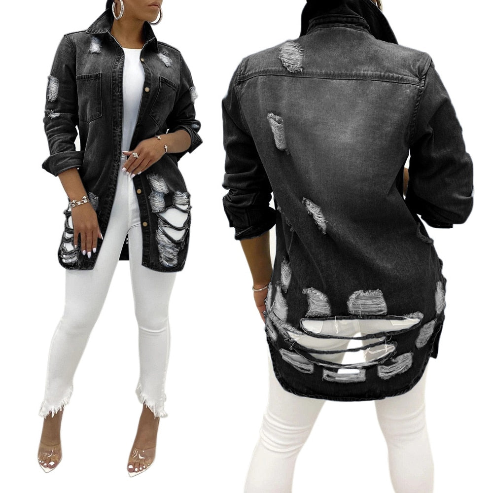 Drune | Zerrissene Jeansjacke für Frauen - Stylisch und Lässig