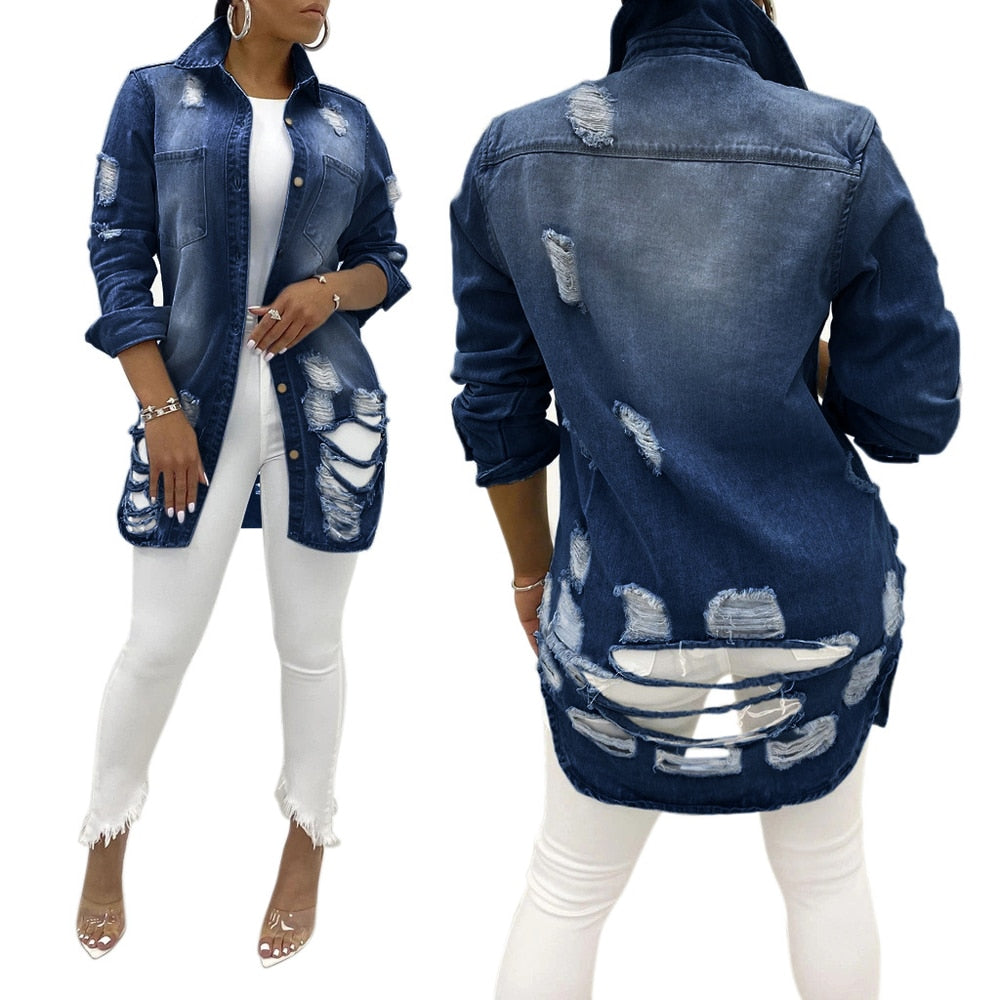 Drune | Zerrissene Jeansjacke für Frauen - Stylisch und Lässig