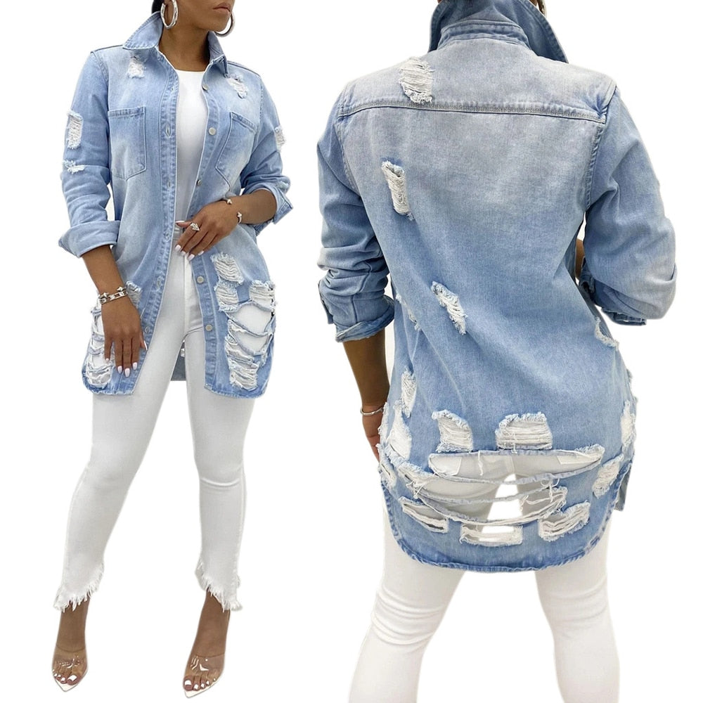 Drune | Zerrissene Jeansjacke für Frauen - Stylisch und Lässig