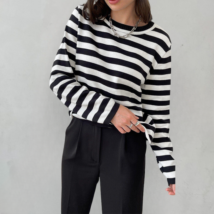 Drune | Elegantes Gestreiftes T-Shirt Leichter Stoff