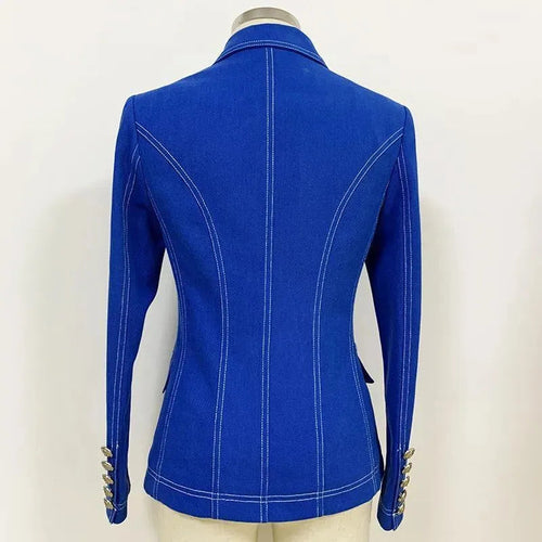 Drune | Doppelreiher Denim Blazer Damen - Casual - Unifarben