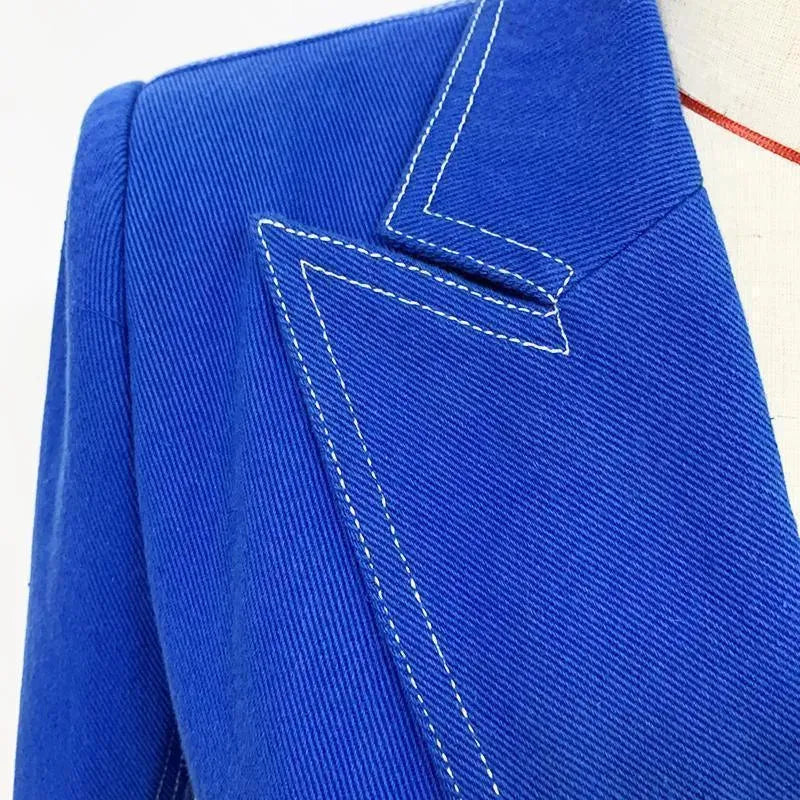 Drune | Doppelreiher Denim Blazer Damen - Casual - Unifarben