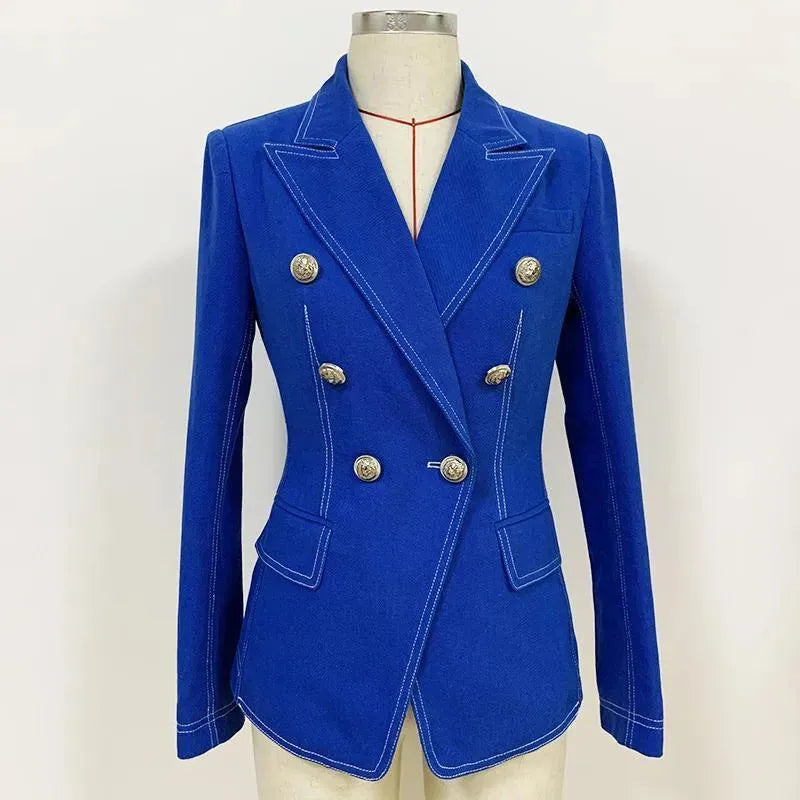 Drune | Doppelreiher Denim Blazer Damen - Casual - Unifarben