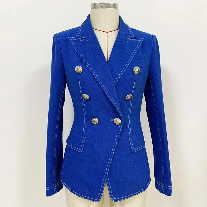 Drune | Doppelreiher Denim Blazer Damen - Casual - Unifarben