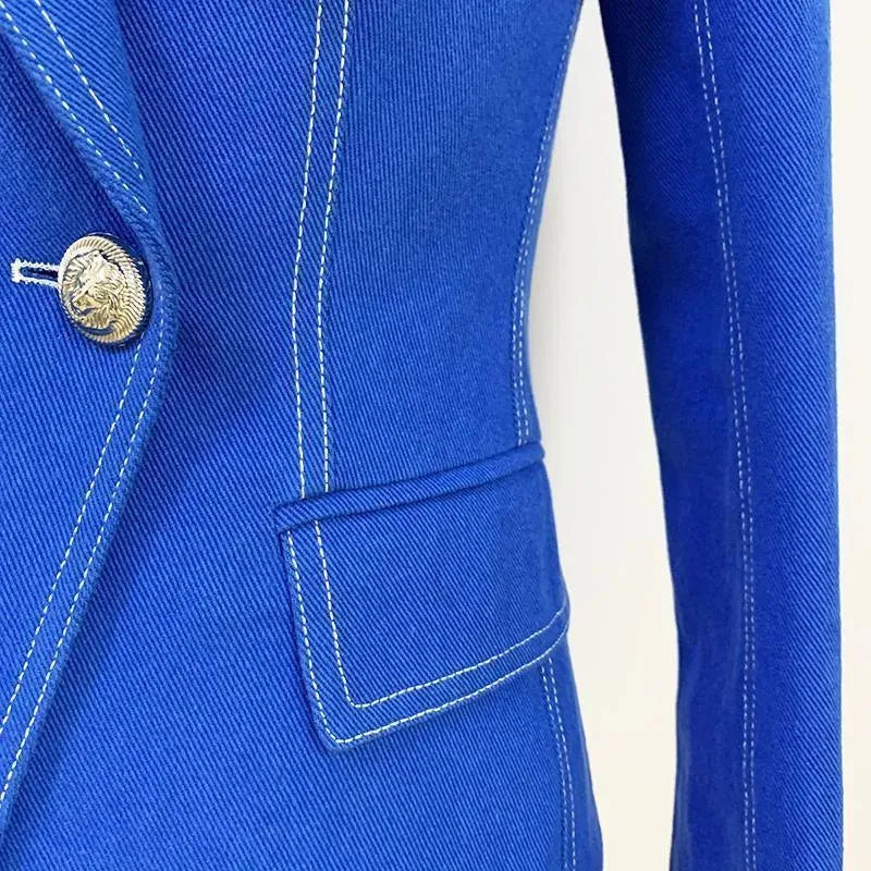 Drune | Doppelreiher Denim Blazer Damen - Casual - Unifarben
