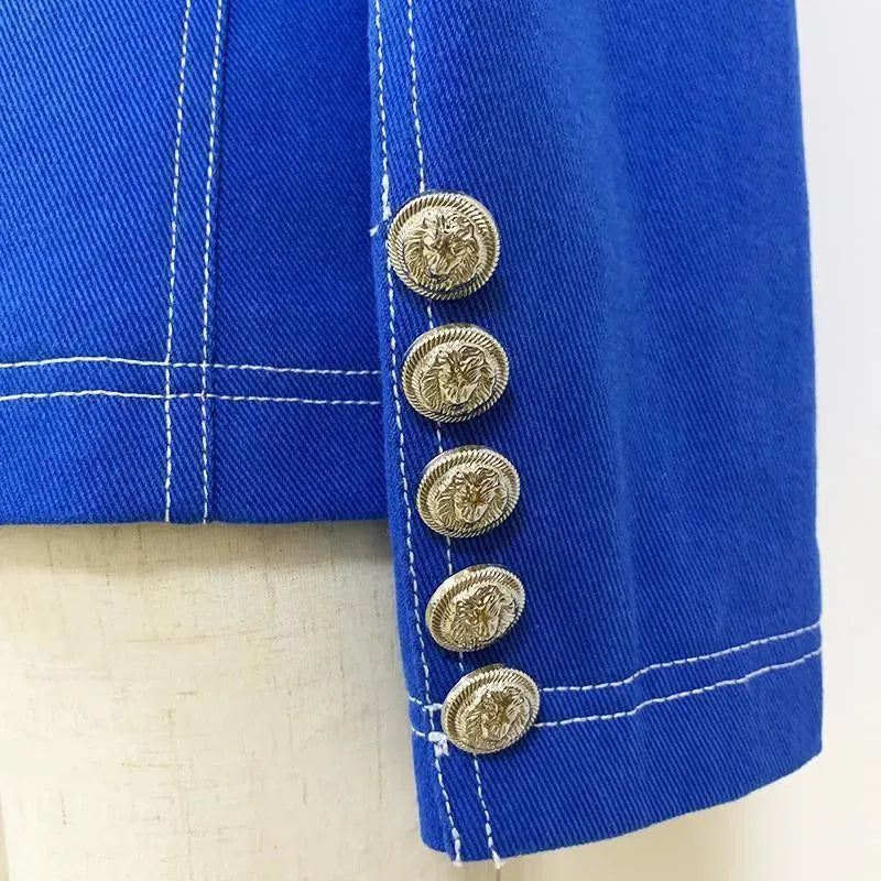 Drune | Doppelreiher Denim Blazer Damen - Casual - Unifarben