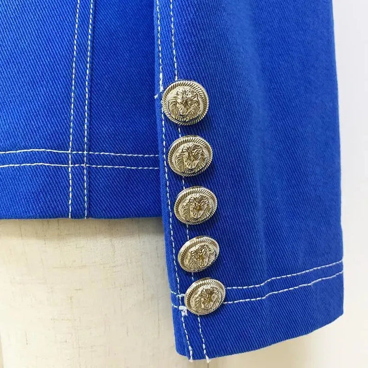 Drune | Doppelreiher Denim Blazer Damen - Casual - Unifarben