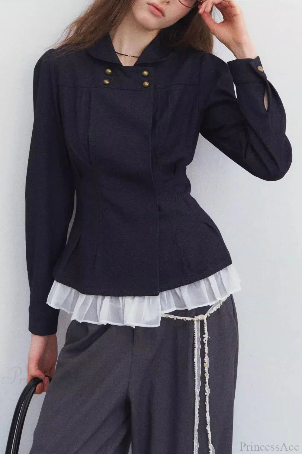 Drune | Brust Denim Falten Slim Jacke