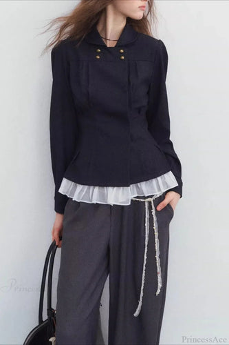 Drune | Brust Denim Falten Slim Jacke