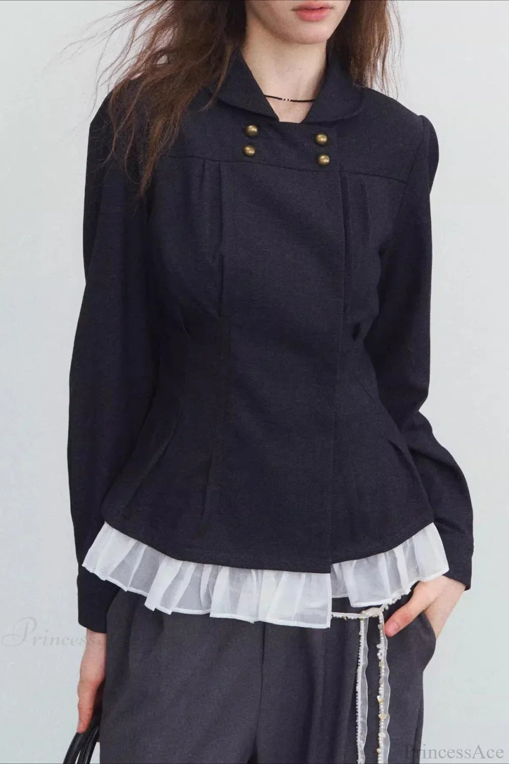 Drune | Brust Denim Falten Slim Jacke