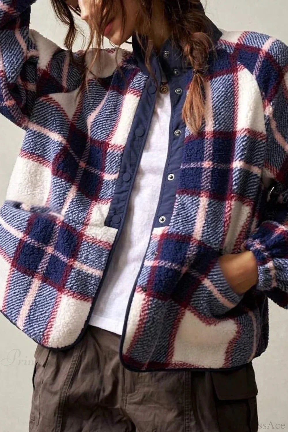 Drune | Fleece Plaid Wool Langarmjacke