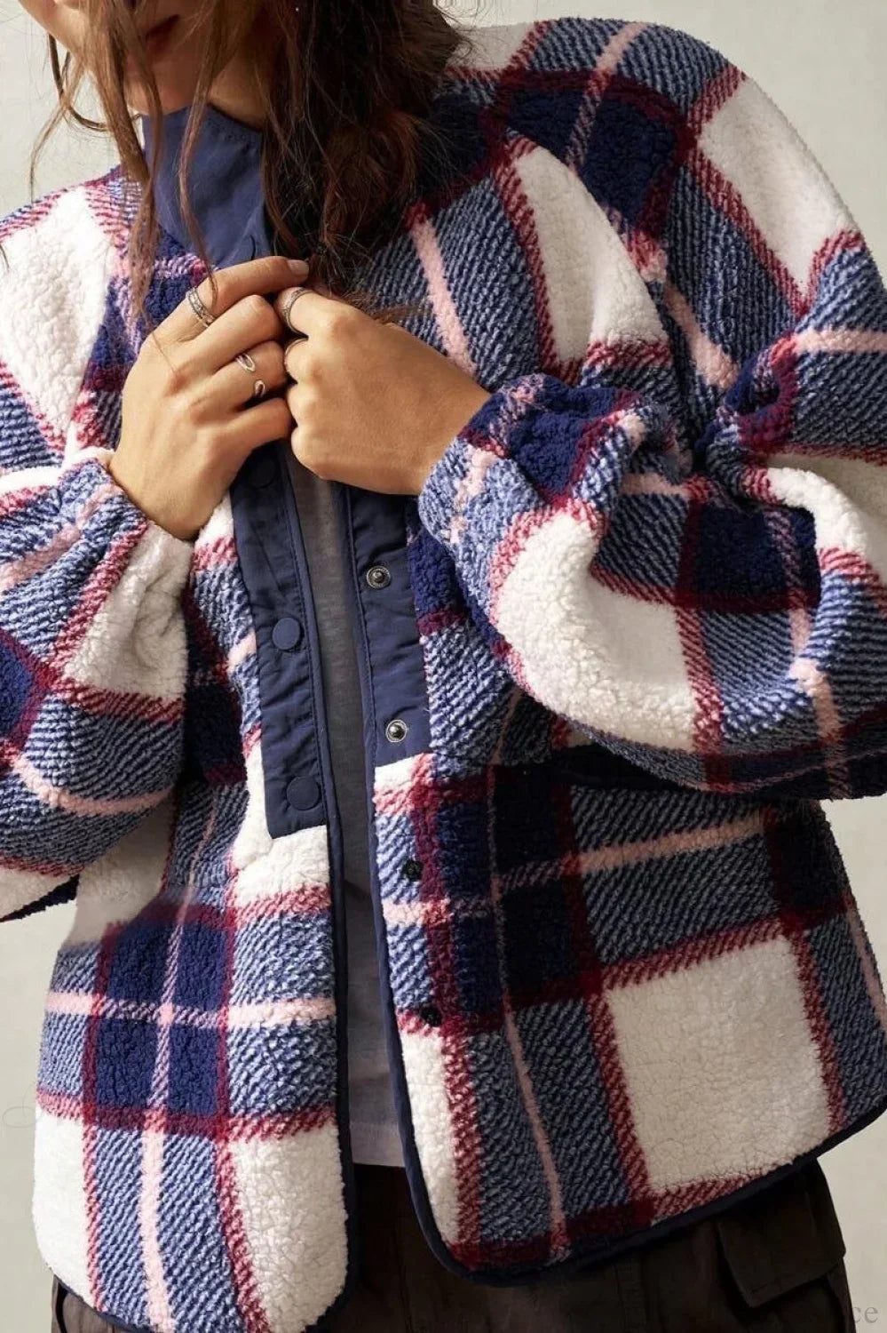 Drune | Fleece Plaid Wool Langarmjacke