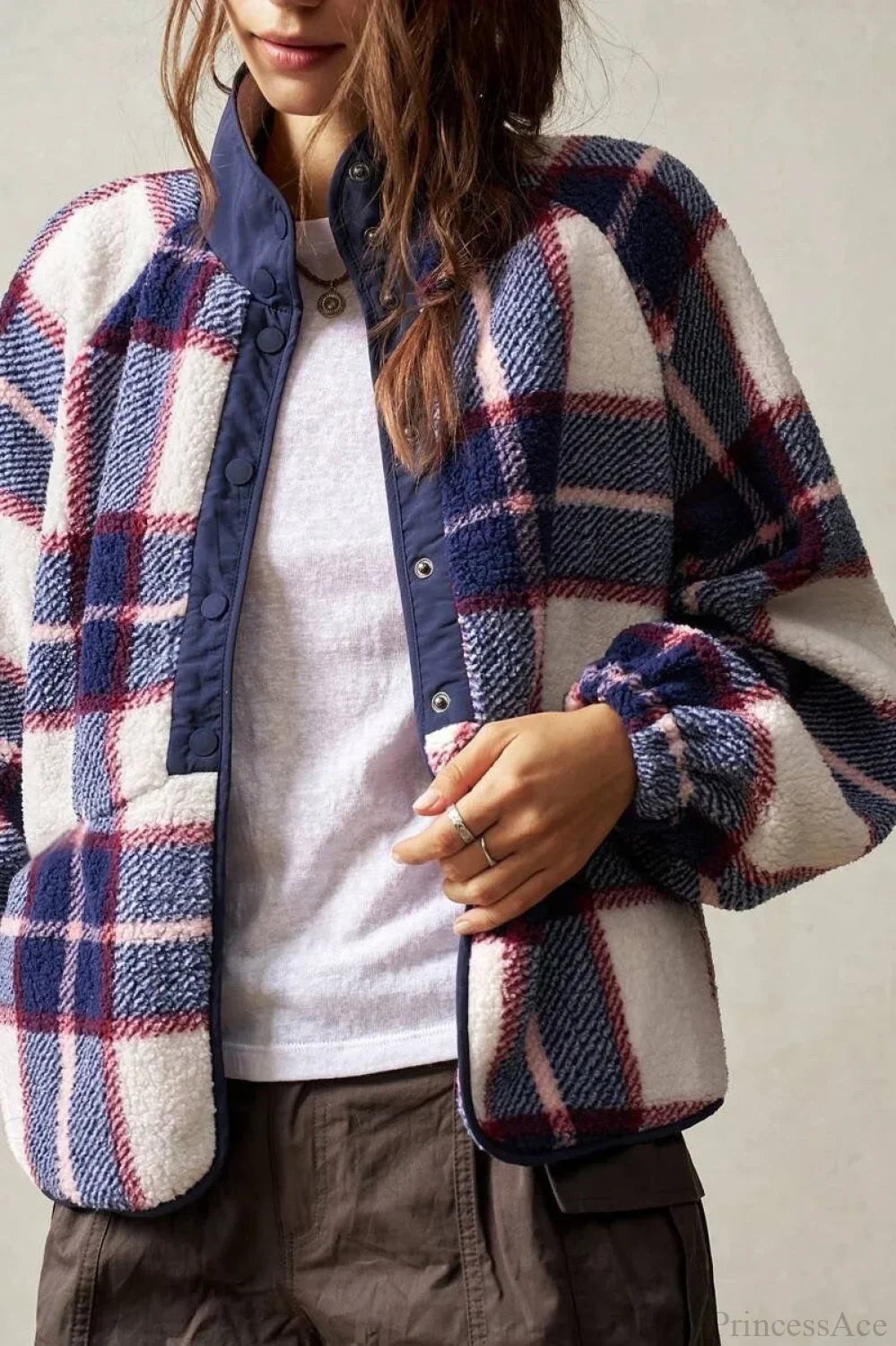 Drune | Fleece Plaid Wool Langarmjacke