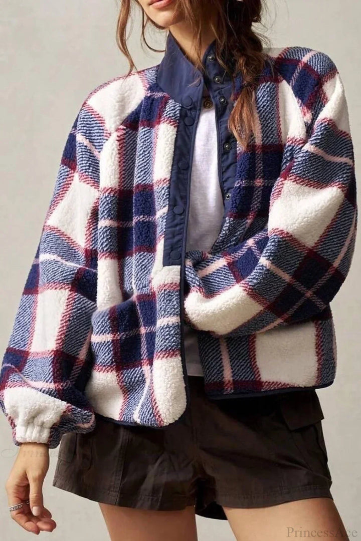 Drune | Fleece Plaid Wool Langarmjacke