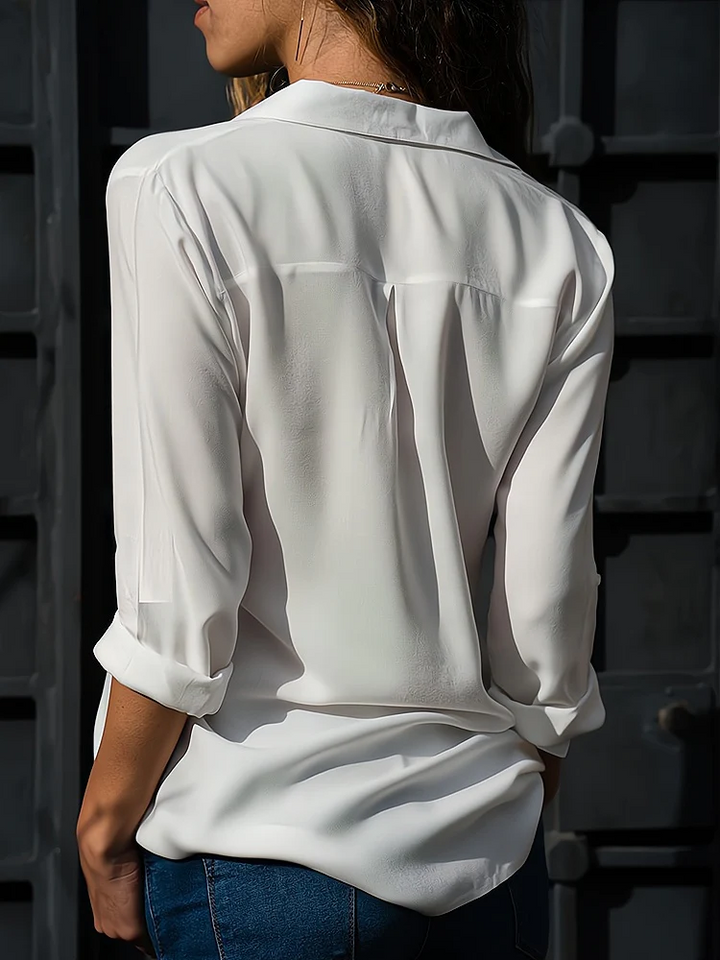 Drune | Klassische Knopfleistenbluse mit langen Ärmeln für Damen