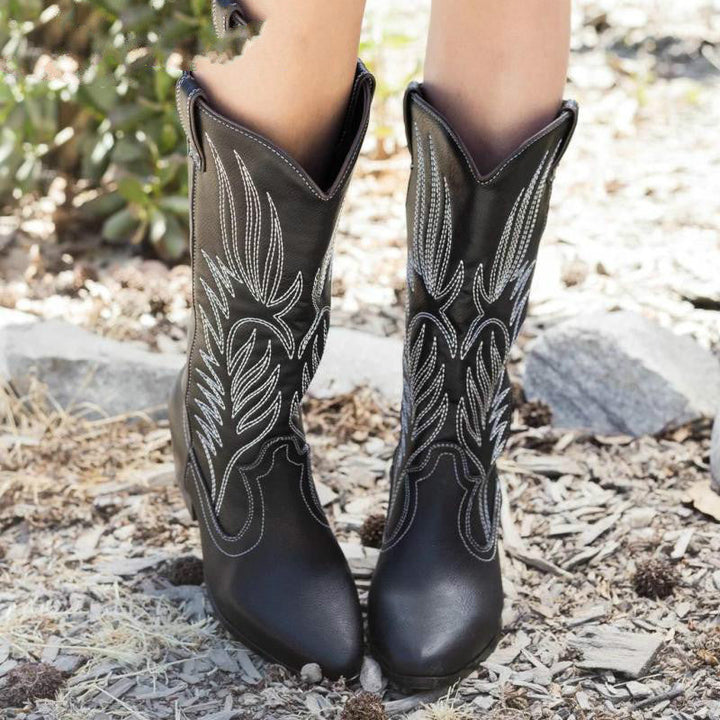 Drune - Bestickte Cowboystiefel mit spitzer Kappe