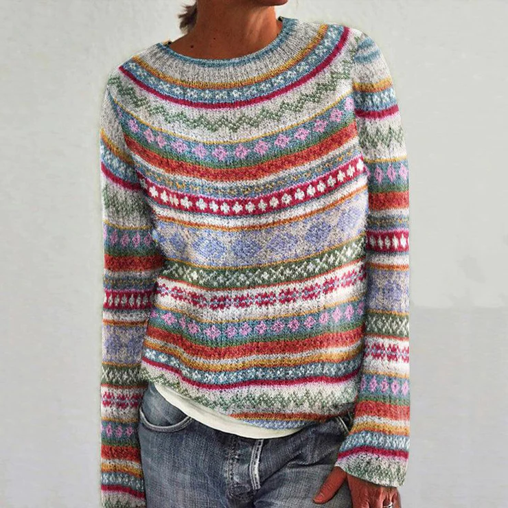 Drune |  Elegante Wolle Pullover Sweatshirt Gestreift Für Damen