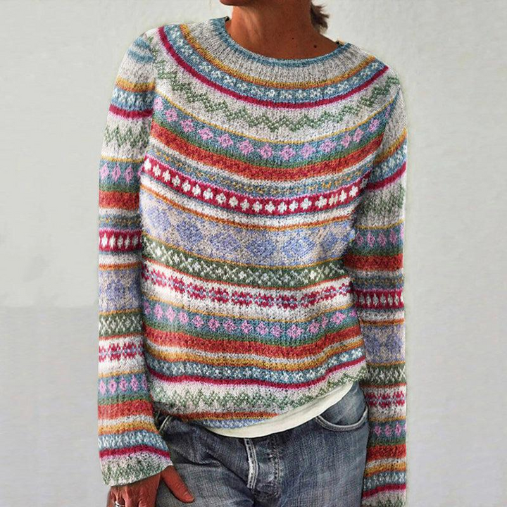 Drune |  Elegante Wolle Pullover Sweatshirt Gestreift Für Damen