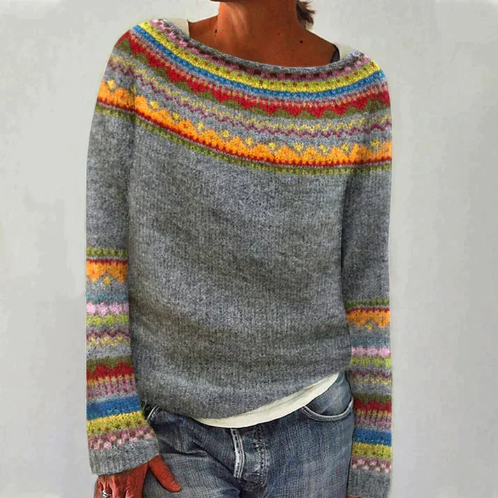 Drune | Retro Langarmbedruckter Pullover