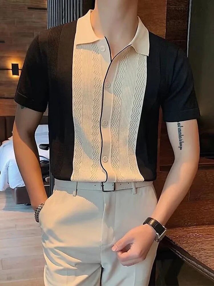 Drune - Gestricktes gestreiftes Polo