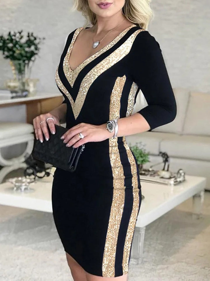 Drune - Farbig gestreiftes Band Bodycon Kleid
