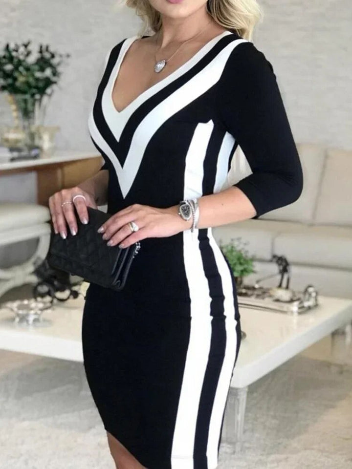 Drune - Farbig gestreiftes Band Bodycon Kleid