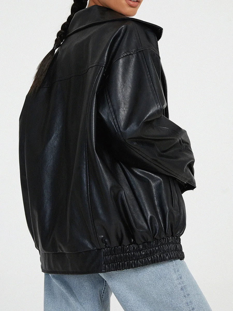 Drune | Zip-Up Bikerjacke - Oversized Passform mit gerafftem Saum