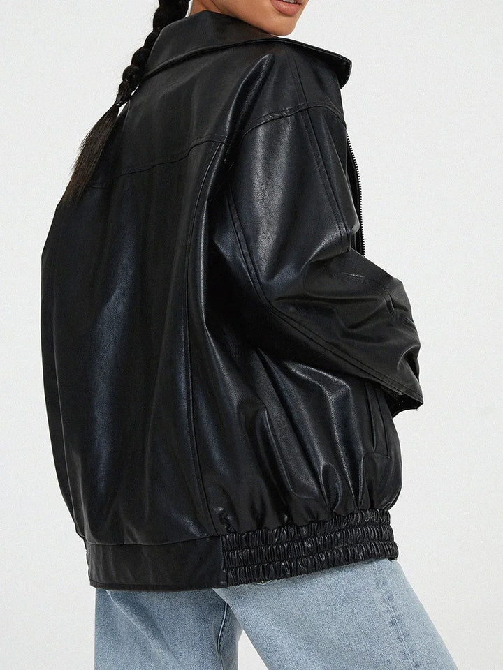 Drune | Zip-Up Bikerjacke - Oversized Passform mit gerafftem Saum
