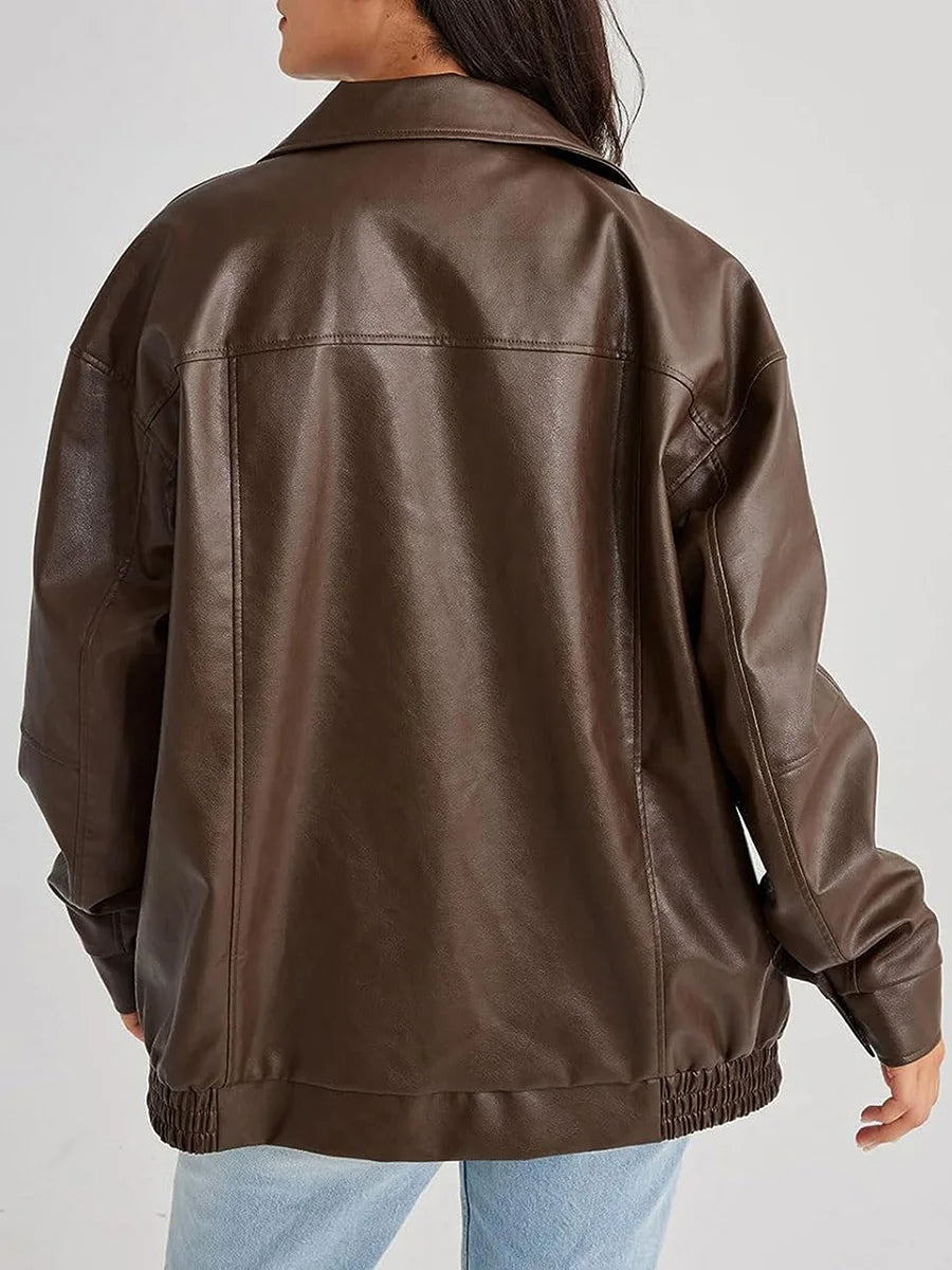 Drune | Zip-Up Bikerjacke - Oversized Passform mit gerafftem Saum
