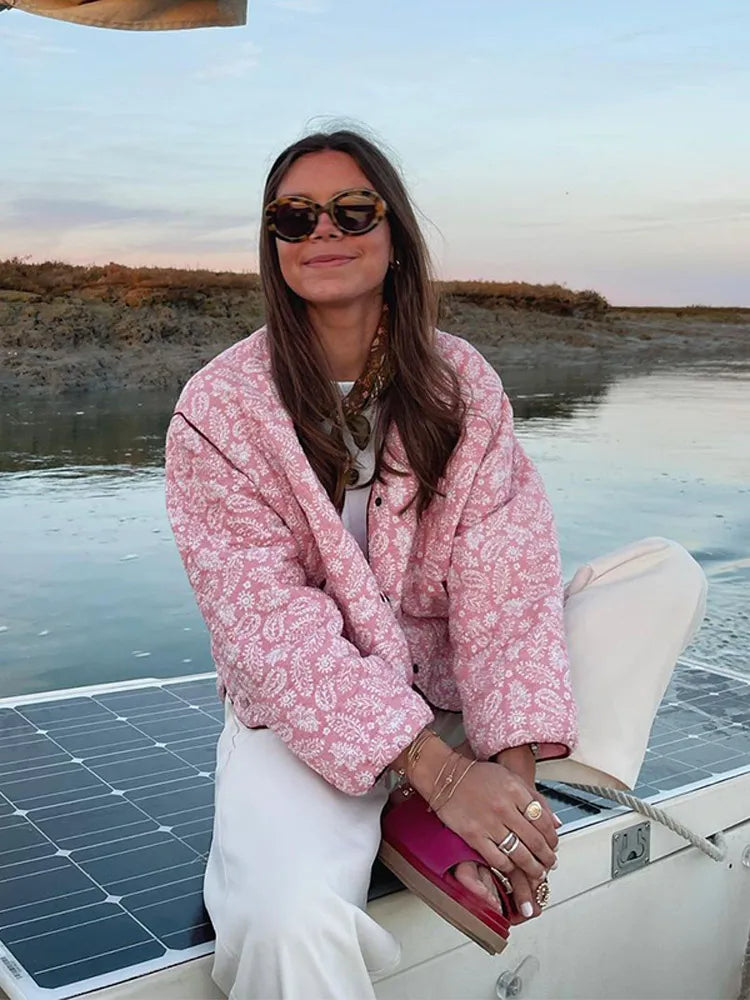 Drune | Rosa Sommerjacke Mit Print