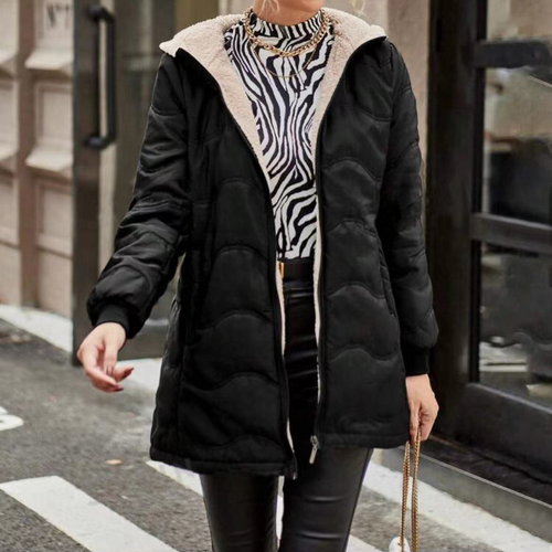 Drune | Damen Slim Fit Gewatteeter Trenchcoat mit Kapuzen Design