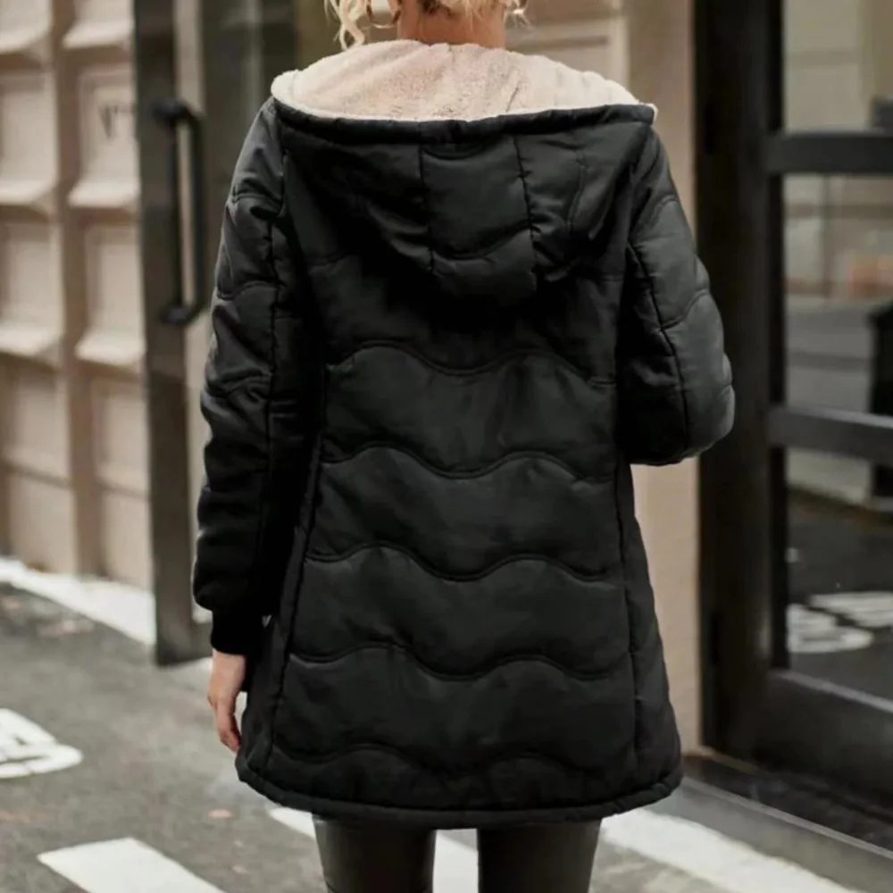 Drune | Damen Slim Fit Gewatteeter Trenchcoat mit Kapuzen Design