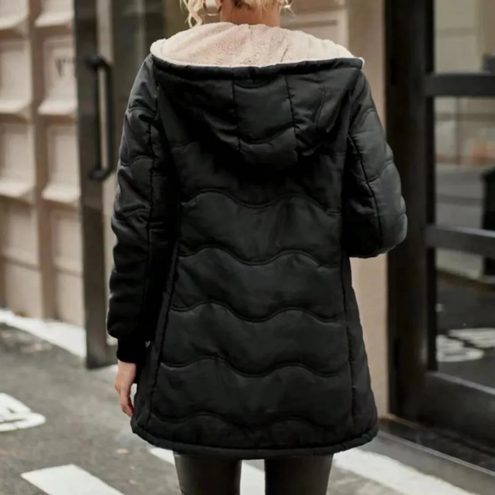Drune | Damen Slim Fit Gewatteeter Trenchcoat mit Kapuzen Design