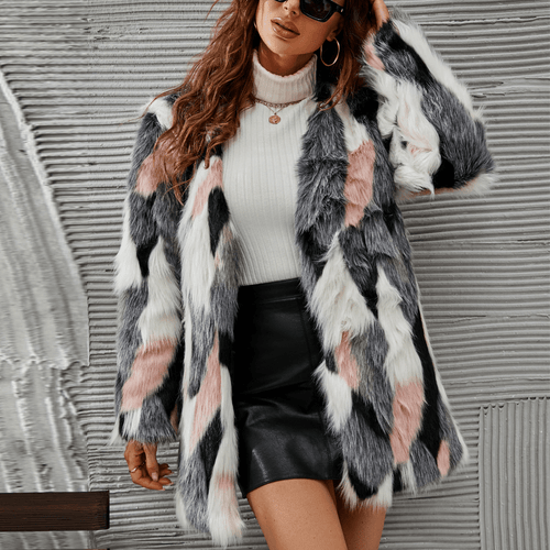 Drune | Kunstfellmantel - Mehrfarbiges Patchwork - Schicke & Warme Winterjacke