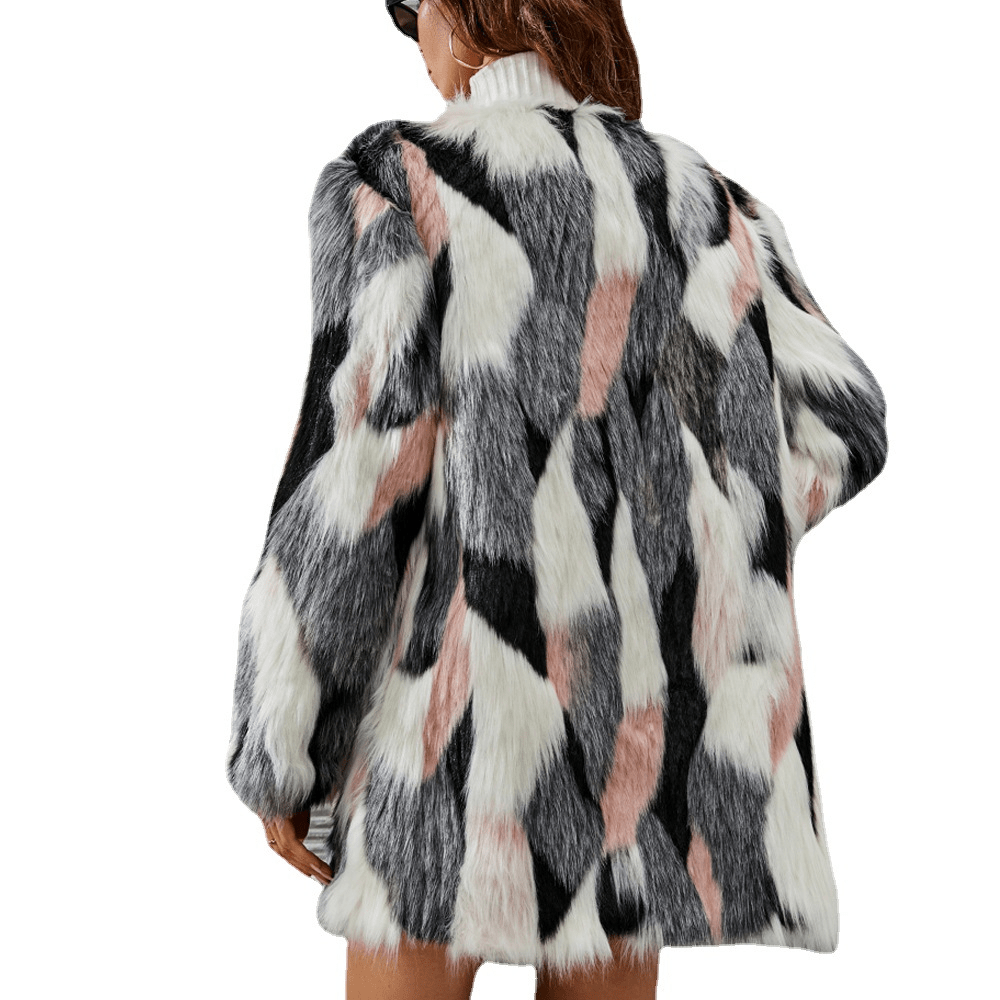 Drune | Kunstfellmantel - Mehrfarbiges Patchwork - Schicke & Warme Winterjacke