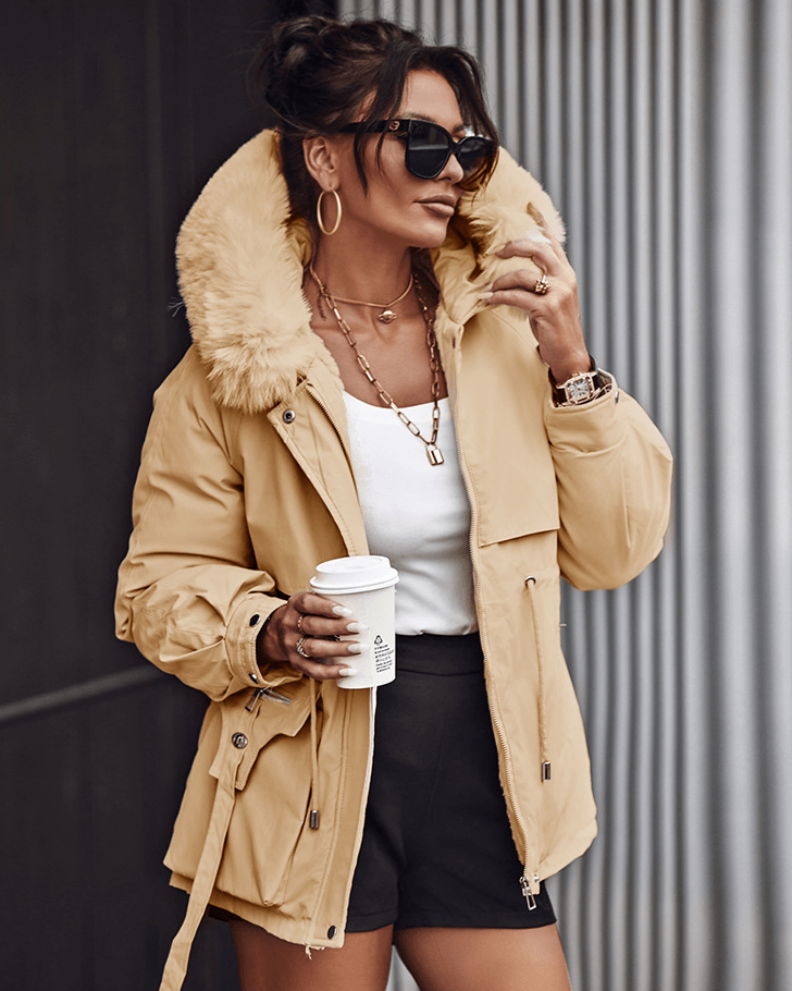 Drune | Fellbesetzte Winterjacke - Kurze Parka - Warm & Stilvoll