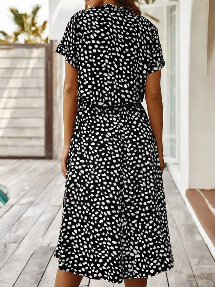 Drune Casual Kleid | Gepunktetes kurzärmeliges Sommerkleid