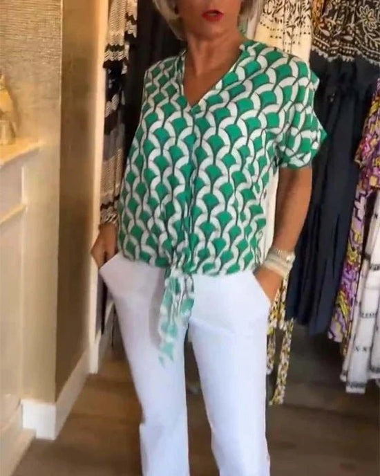 Drune | Stilvolle Geometrische Bedruckte Bluse für Frauen