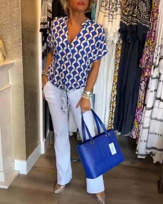 Drune | Stilvolle Geometrische Bedruckte Bluse für Frauen