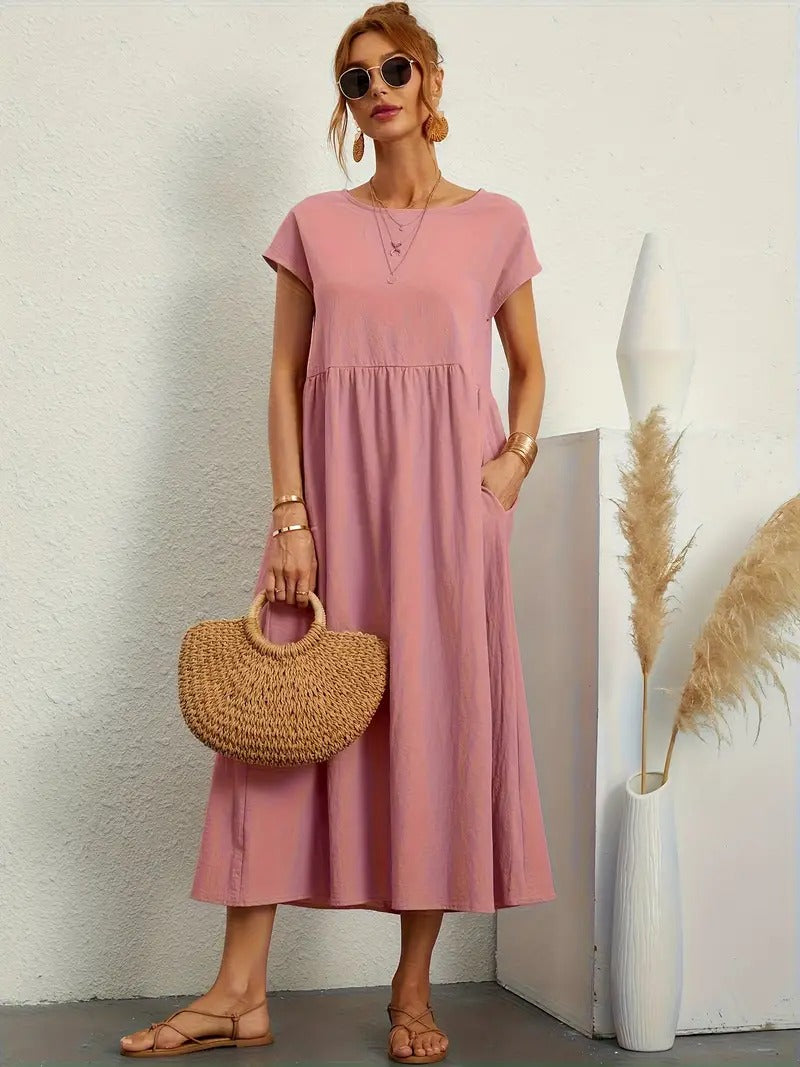 Drune | Raffinierte Leinen Sommerkleid mit Praktischen Taschen