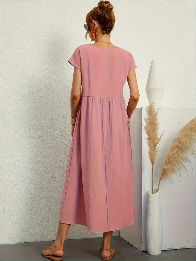 Drune | Raffinierte Leinen Sommerkleid mit Praktischen Taschen
