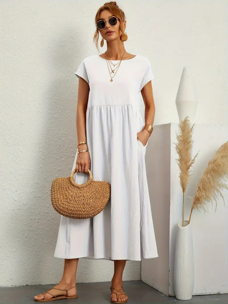 Drune | Raffinierte Leinen Sommerkleid mit Praktischen Taschen