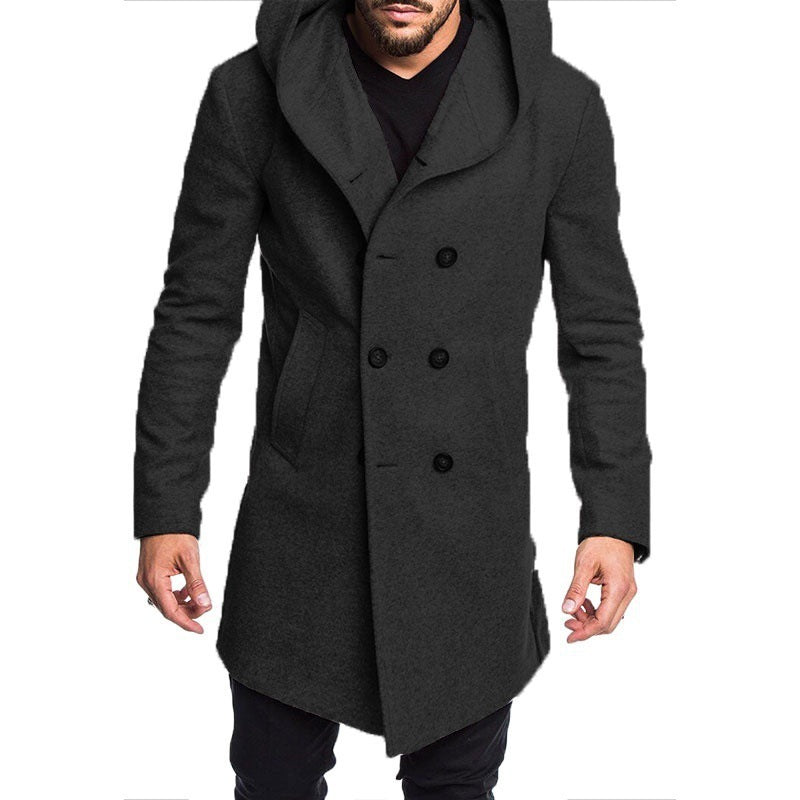 Drune | Herren Wintermantel Mit Kapuzenkragen Und Vorderem Knopfverschluss Design