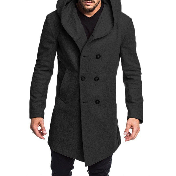 Drune | Herren Wintermantel Mit Kapuzenkragen Und Vorderem Knopfverschluss Design