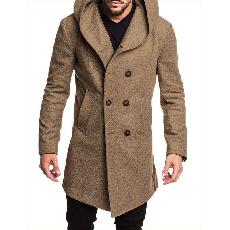 Drune | Herren Wintermantel Mit Kapuzenkragen Und Vorderem Knopfverschluss Design