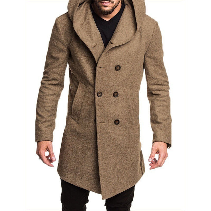 Drune | Herren Wintermantel Mit Kapuzenkragen Und Vorderem Knopfverschluss Design
