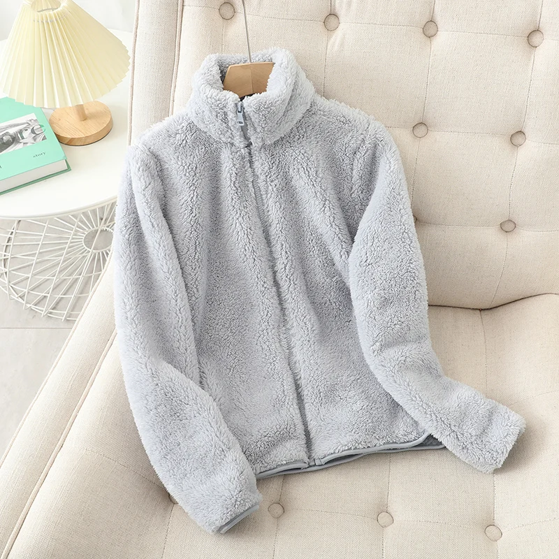 Drune | Damen Fleecejacke – Plüschkorall-Fleece – Lockere Passform – Wendbar – Hoher Kragen Reißverschluss