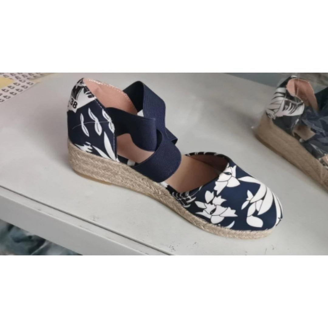 Drune | Kreuzband Espadrilles mit Geflochtenem Seil und Keilsohle