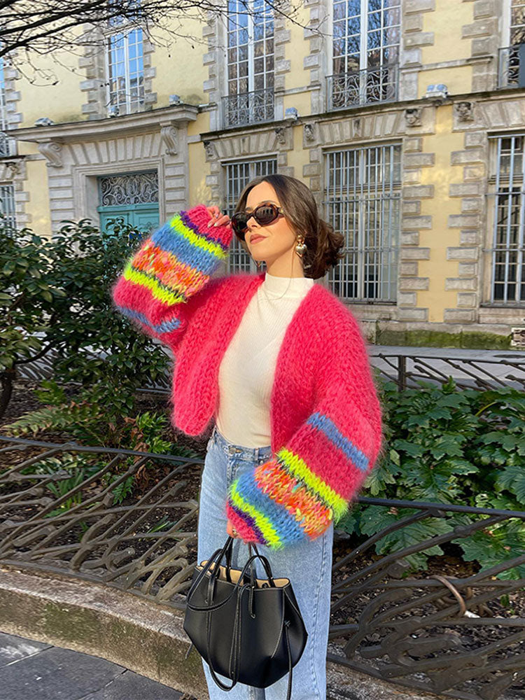 Drune | Gestreifter Schicker Strickcardigan